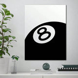 HALFLEMART 1pc/set, Billiards Club - Black And White Number 8 Ball PosterCreativedea Art PosterWall Art,Wall Decor, Canvas Art, Wall Art Living RoomPosters Bedroom Painting No Framed.