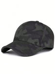 1pc Men's Black Camouflage Baseball Cap, Outdoor Adjustable Sunshade Leisure Hat For Spring And Autumn Travel, Beach Party Casual