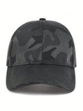 1pc Men's Black Camouflage Baseball Cap, Outdoor Adjustable Sunshade Leisure Hat For Spring And Autumn Travel, Beach Party Casual