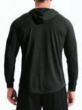 Quick-Drying Long Sleeved Hooded Men's Sports Shirt - Lightweight And Breathable T-Shirt For Outdoor Activities, Gym, And Running Marathon Gym Clothes Men - MapleCo