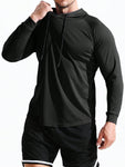 Quick-Drying Long Sleeved Hooded Men's Sports Shirt - Lightweight And Breathable T-Shirt For Outdoor Activities, Gym, And Running Marathon Gym Clothes Men - MapleCo