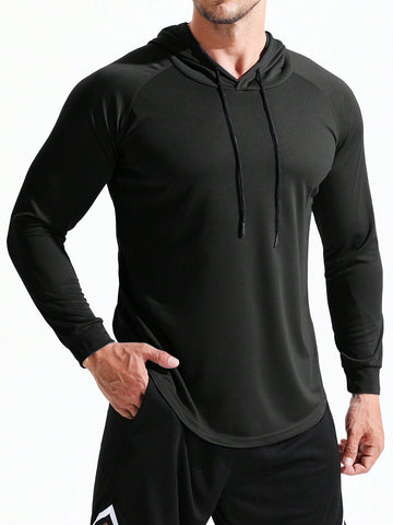 Quick-Drying Long Sleeved Hooded Men's Sports Shirt - Lightweight And Breathable T-Shirt For Outdoor Activities, Gym, And Running Marathon Gym Clothes Men