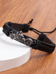 1pc Pu Leather Retro Motorcycle Style Fashionable Punk Bracelet, A Gift For Him