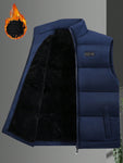 Manfinity Homme Loose Fit Men's Letter Patched Thermal Lined Puffer Vest Coat