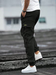 Manfinity Homme Loose Fit Men's Letter Patchwork Cargo Pants With Flap Pockets