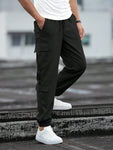 Manfinity Homme Loose Fit Men's Letter Patchwork Cargo Pants With Flap Pockets