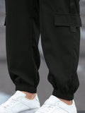 Manfinity Homme Loose Fit Men's Letter Patchwork Cargo Pants With Flap Pockets