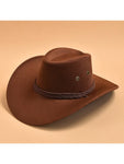 1pc Solid Western Cowboy Hat For Men Wide Brim Sun Protection Travel Hat Casual Halloween