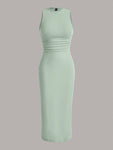 SHEIN EZwear Solid Ruched Waist Tank Dress