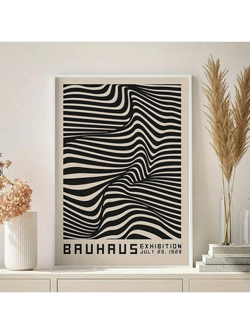 1pc Bauhaus Abstract Illustration Canvas Wall Art Painting Contemporary Print Vintage Exhibition Poster Black Wall Art Pictures Home Decor Frameless - MapleCo