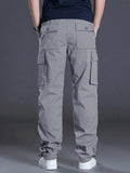 Manfinity Homme Men's Casual Solid Color Cargo Pants With Flap Pockets And Drawstring Waist - MapleCo