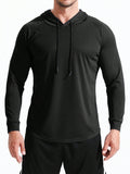 Quick-Drying Long Sleeved Hooded Men's Sports Shirt - Lightweight And Breathable T-Shirt For Outdoor Activities, Gym, And Running Marathon Gym Clothes Men - MapleCo