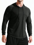 Quick-Drying Long Sleeved Hooded Men's Sports Shirt - Lightweight And Breathable T-Shirt For Outdoor Activities, Gym, And Running Marathon Gym Clothes Men - MapleCo