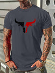 Manfinity Homme Men Bulls Graphic Print Casual Short Sleeve Tee, For Going Out