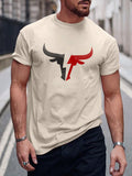 Manfinity Homme Men Bulls Graphic Print Casual Short Sleeve Tee, For Going Out