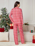 1 Set Ladies' Plaid Home Wear Suit