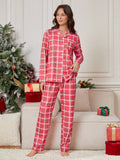 1 Set Ladies' Plaid Home Wear Suit