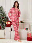 1 Set Ladies' Plaid Home Wear Suit