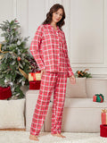 1 Set Ladies' Plaid Home Wear Suit