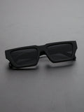 1pc Men Black Plastics Square Trendy Frame Fashion Glasses For Outdoor Travel Daily School Accessories Casual Shades Accessories