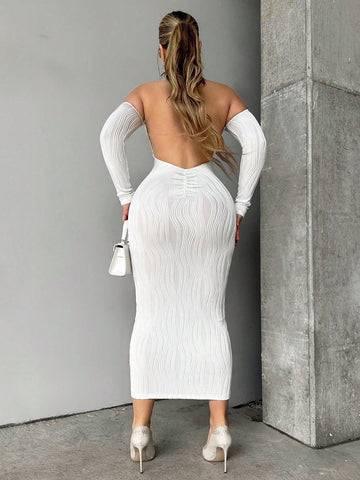 SHEIN Foxxy Off Shoulder Backless Bodycon Dress