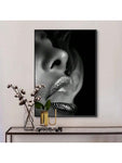 HALFLEMART 1pc, Modern Black Lips Canvas Wall Art - Fashionable and Eye-Catching Wall Decor for Living Room, Bathroom, and Bedroom - Perfect Home Decor with No Frame - MapleCo