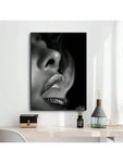 HALFLEMART 1pc, Modern Black Lips Canvas Wall Art - Fashionable and Eye-Catching Wall Decor for Living Room, Bathroom, and Bedroom - Perfect Home Decor with No Frame - MapleCo