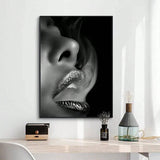 HALFLEMART 1pc, Modern Black Lips Canvas Wall Art - Fashionable and Eye-Catching Wall Decor for Living Room, Bathroom, and Bedroom - Perfect Home Decor with No Frame - MapleCo