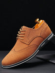 Men Wingtip Lace-up Front Dress Shoes, Round Toe Sporty Shoes For Daily - MapleCo