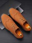 Men Wingtip Lace-up Front Dress Shoes, Round Toe Sporty Shoes For Daily - MapleCo