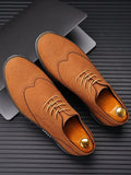 Men Wingtip Lace-up Front Dress Shoes, Round Toe Sporty Shoes For Daily - MapleCo