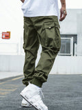 Manfinity EMRG Men Letter Graphic Flap Pocket Drawstring Waist Cargo Pants - MapleCo