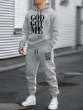 Manfinity EMRG Men's Letter Print Hoodie And Pants Set