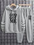 Manfinity EMRG Men's Letter Print Hoodie And Pants Set