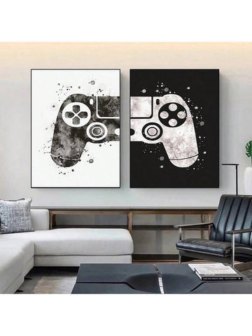 2PCS Gamepad Posters Wall Pictures Canvas Painting Artwork, Game Room Wall Decor Retro Gamer Decor for Boys Room Gaming Posters Prints Pictures Painting Artwork Video Games Gift for Gaming Lover(No Frame) - MapleCo