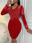 SHEIN Slayr Women's Bodycon Dress With Rhinestone Decor