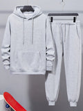 Manfinity Dauomo Men's Drawstring Hoodie And Sweatpants Two Piece Set