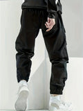 Men Flap Pocket Drawstring Waist Cargo Pants