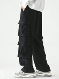 Manfinity EMRG Loose Fit Men's Cargo Pants With Flap Pockets, Side Drawstring Waist