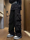 Manfinity EMRG Loose Fit Men's Cargo Pants With Flap Pockets, Side Drawstring Waist