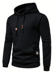 Manfinity Men Letter Patched Kangaroo Pocket Long Sleeve Going Out Casual Drawstring Hoodie