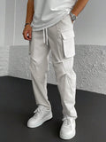 Manfinity LEGND Loose-Fitting Men's Solid Color Cargo Pants With Drawstring Waist And Pockets - MapleCo