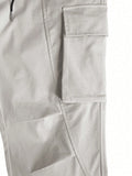 Manfinity LEGND Loose-Fitting Men's Solid Color Cargo Pants With Drawstring Waist And Pockets - MapleCo