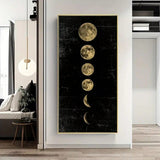 HALFLEMART 1/3/5pcs Eclipse Of The Moon Canvas Poster, Minimalist Art PaintingUniverse Wall Picture Long Banner Print Living Room BedroomDecoration, No Frame