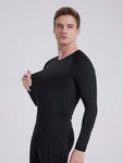 3pcs/Set Men's Quick-Drying Tight-Fitting Workout Gym Long Sleeve T-Shirt, Leggings And Shorts Sports Outfit Gym Clothes Men, Athletic Suit, Tracksuit