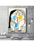 1pc Picasso Drawing KISS Poster, Canvas Prints Painting, Retro Wall Art Picture, Living Room Home Decor, Frameless