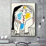 1pc Picasso Drawing KISS Poster, Canvas Prints Painting, Retro Wall Art Picture, Living Room Home Decor, Frameless