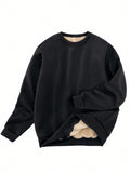 Manfinity Homme Men's Thickened Fleece Round Neck Pullover Sweatshirt For Winter