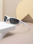 1 Pair White Frame Mercury Lens Fashionable Glasses, Unisex Y2K Streetwear Cycling Fashion Glasses Suitable For Daily Wear