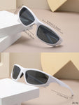 1 Pair White Frame Mercury Lens Fashionable Glasses, Unisex Y2K Streetwear Cycling Fashion Glasses Suitable For Daily Wear